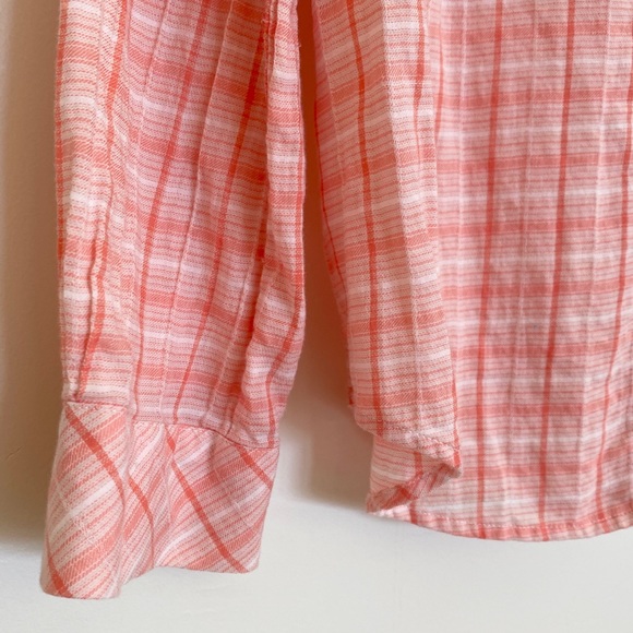 Joie Peach Plaid Button Down Top - Picture 5 of 6